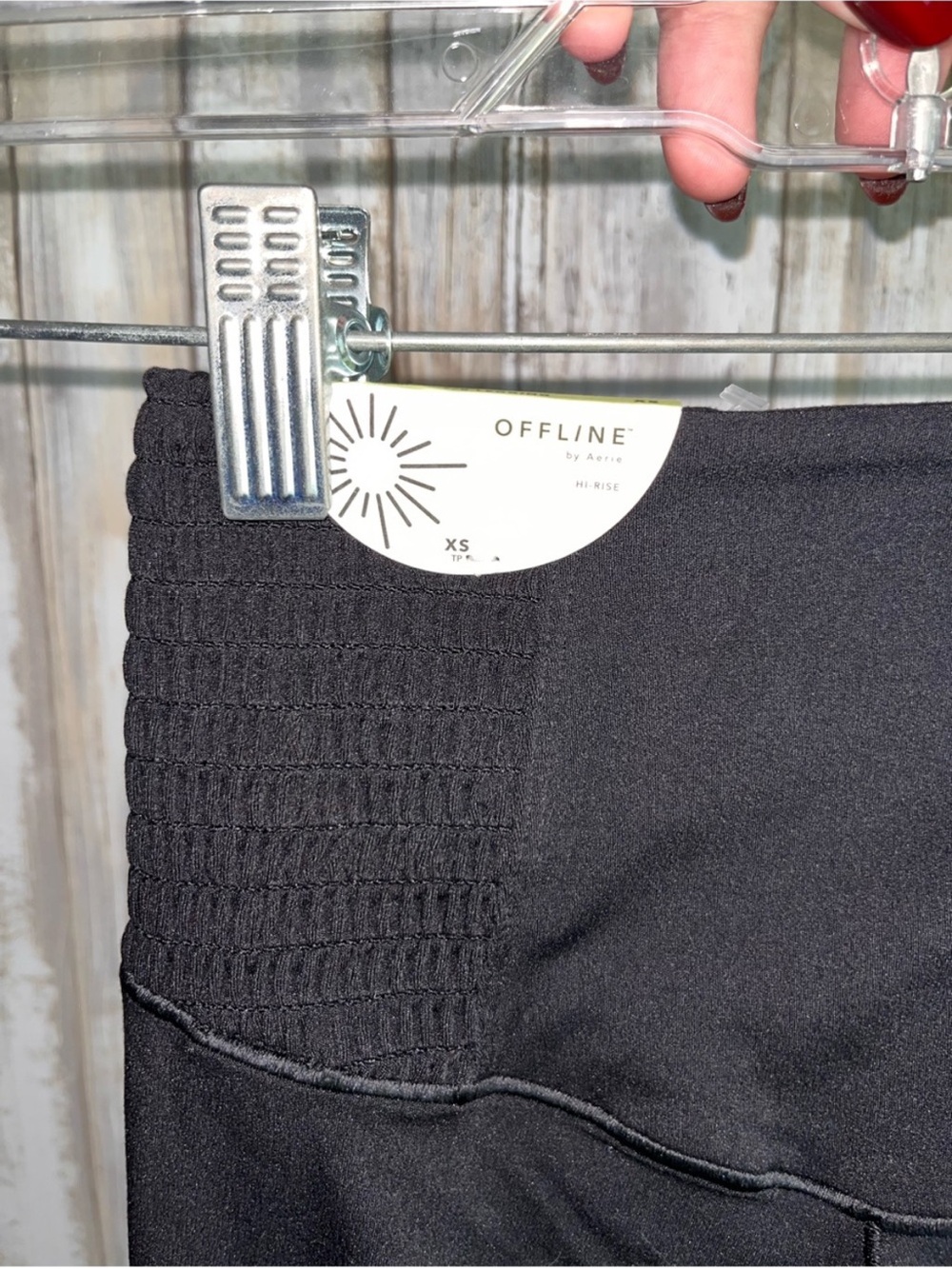 NWT Aerie OFFLINE Real Me Smocked High Rise Leggings Black XS - Picture 5 of 6